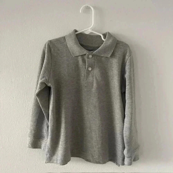 The Children's Place Other - The Children's Place Boys' Long Sleeve Soft Jersey Knit Polo - Gray - Size 5